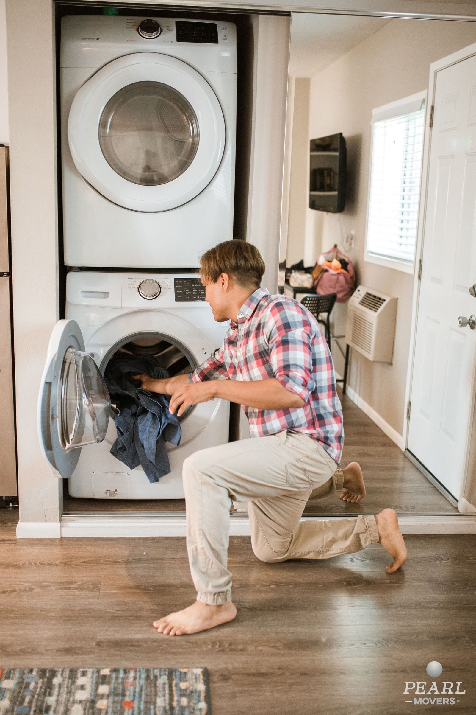 A washer and dryer in a residential laundry area